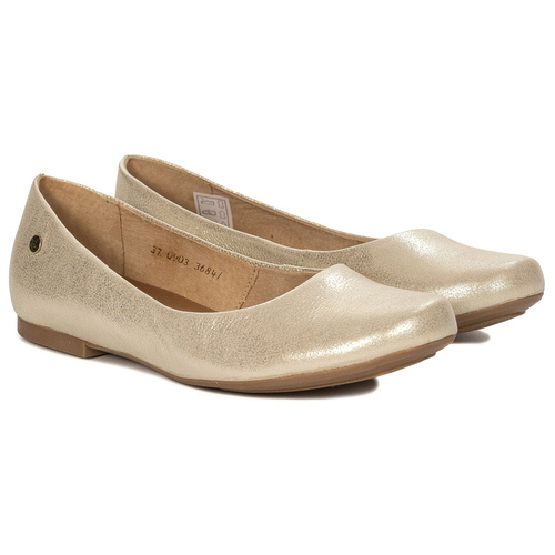 Maciejka leather Gold Ballerinas 00903-68/00-5