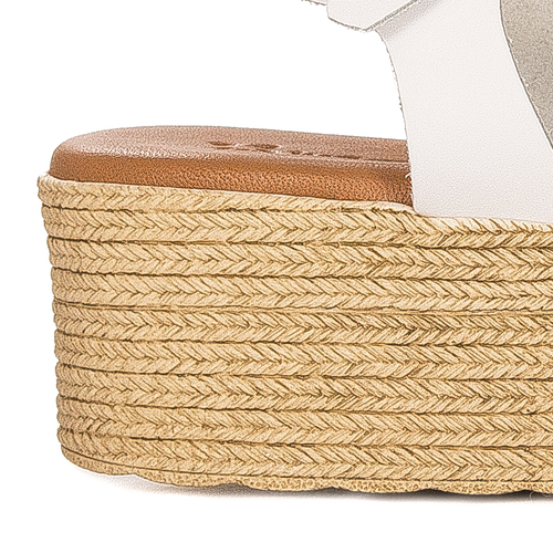 Maciejka white leather women's espadrilles sandals