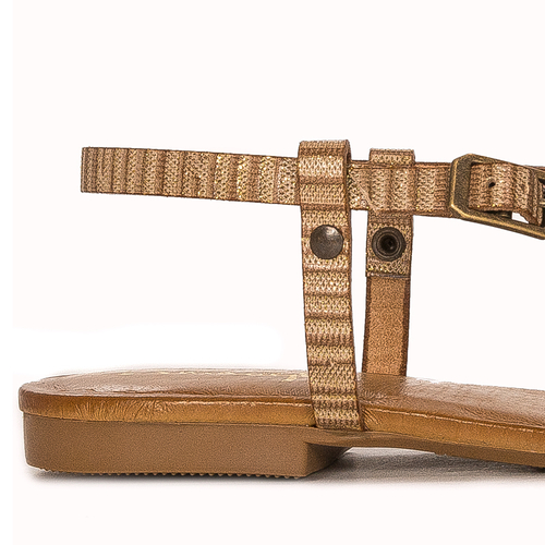 Maciejka women's brown + gold leather Sandals