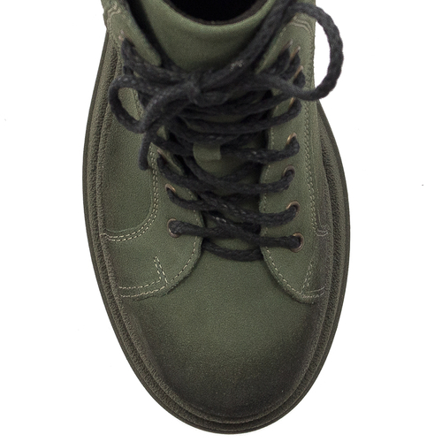 Olive Leather Lace-UP Boots
