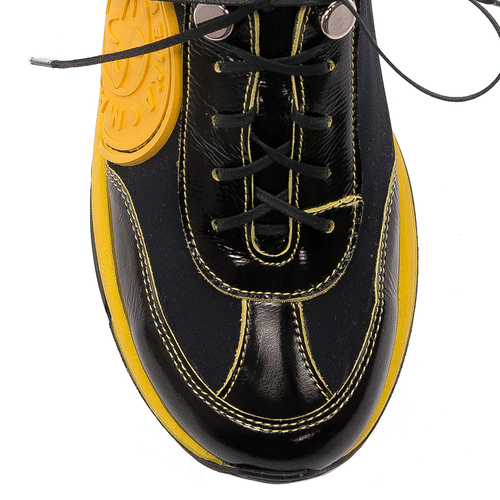 Woman's Sneakers Black and Yellow Leather 