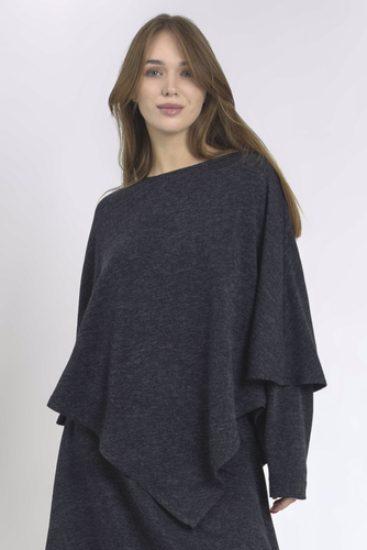 Knitted poncho Ada Graphite
