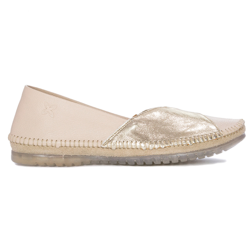 Maciejka Beige Women's Leather Ballerina Shoes