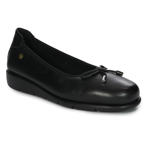 Maciejka Black Leather Flat Shoes P6504-01/00-1