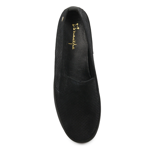 Maciejka Black Leather Flat Shoes P6505-01/00-1