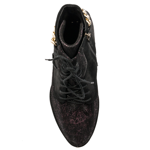 Maciejka Black and Burgundy Leather women's Boots 06193-01/00-7