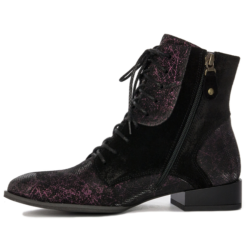 Maciejka Black and Burgundy Leather women's Boots 6193A-01/00-8