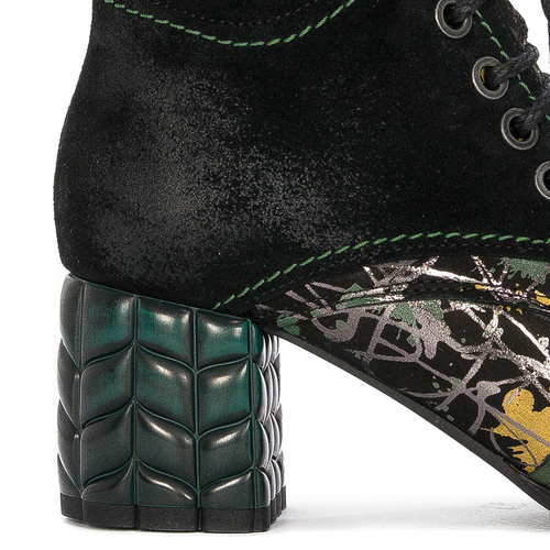 Maciejka Black and Green Lace-up Boots