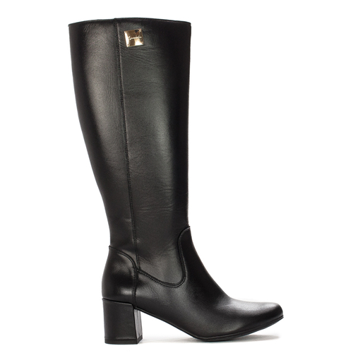 Maciejka Black leather Knee-High Boots 