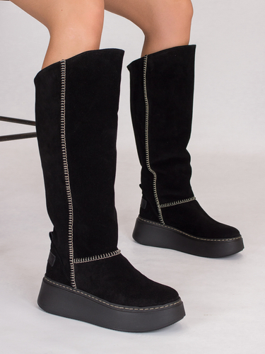 Maciejka Black leather Knee-High Boots 