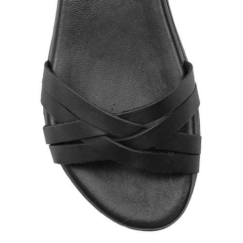 Maciejka Black leather women's flat sandals