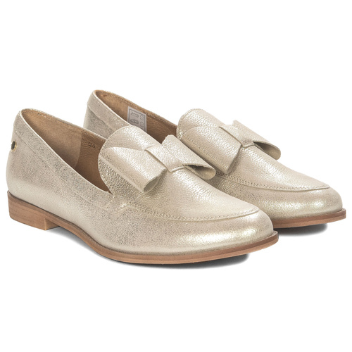 Maciejka Gold Leather Flat Shoes 04099-10/00-1