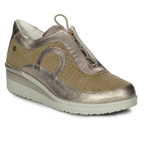 Maciejka Gold Leather Flat Shoes P6508-25/00-1