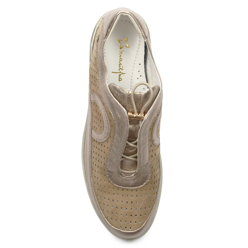 Maciejka Gold Leather Flat Shoes P6508-25/00-1