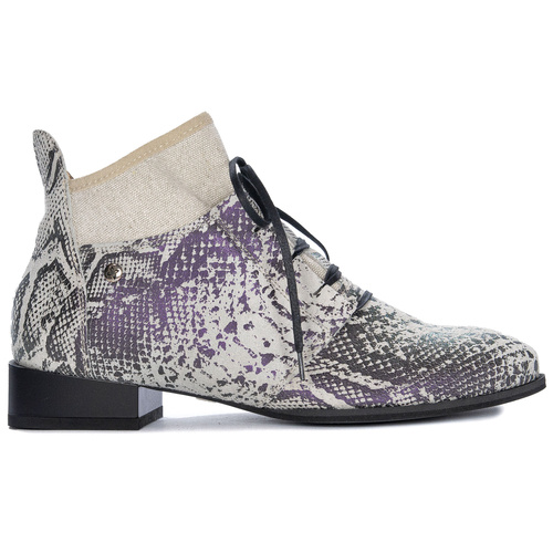 Maciejka Grey Snake Lace-up Boots