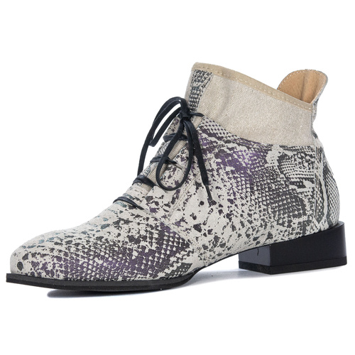 Maciejka Grey Snake Lace-up Boots