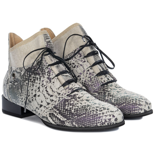 Maciejka Grey Snake Lace-up Boots