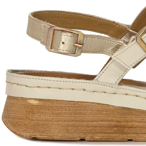 Maciejka Leather Beige and Gold Women's Sandals