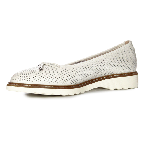 Maciejka White Leather Flat Shoes P6509-11/00-1