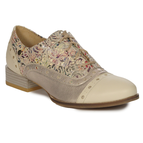 Maciejka Woman's Leather Beige and Gold Flat Shoes