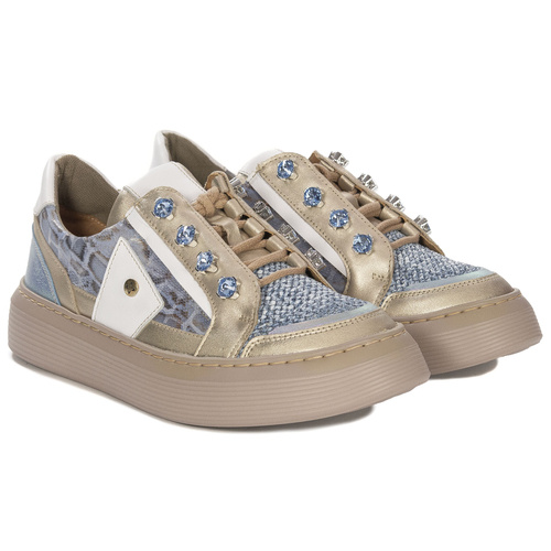 Maciejka Women's Blue + Beige Half Shoes