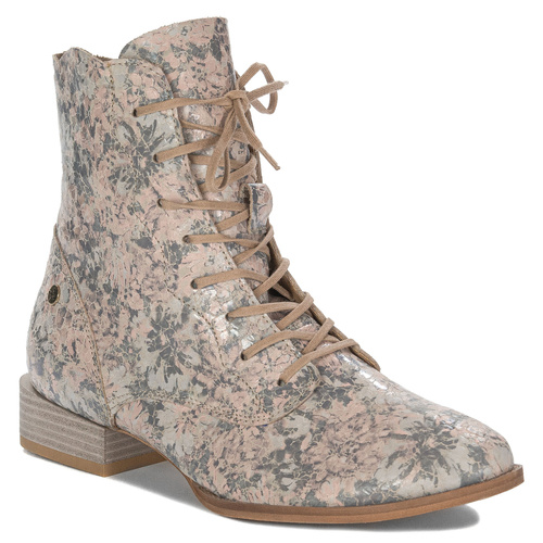 Maciejka Women's Flowers Nude Lace-up Boots