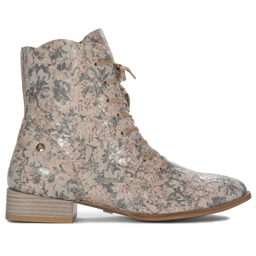 Maciejka Women's Flowers Nude Lace-up Boots