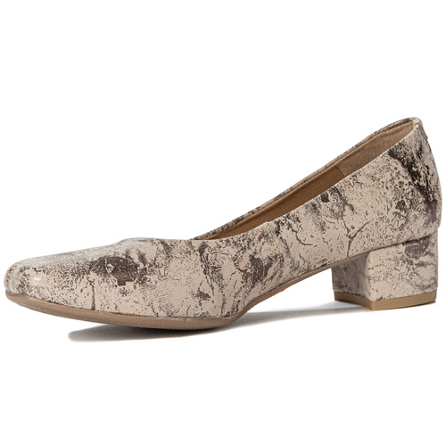 Maciejka Women's Leather Beige And Gold Pumps