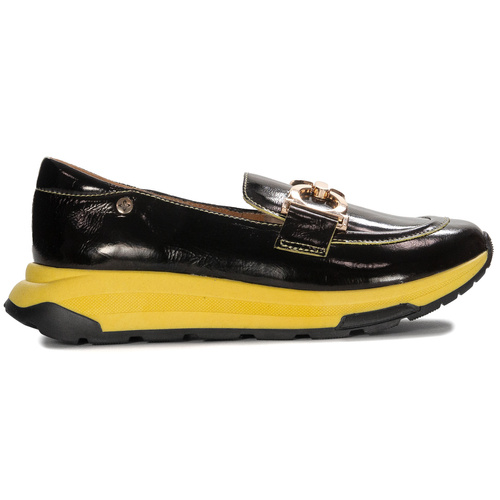 Maciejka Women's Leather Shoes Black and Yellow