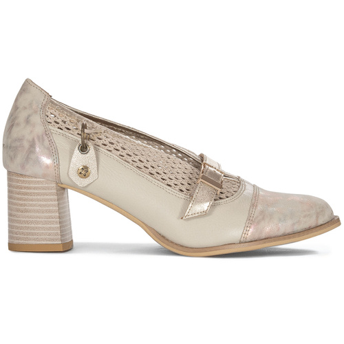 Maciejka Women's Leather Shoes Light Beige + Gold 