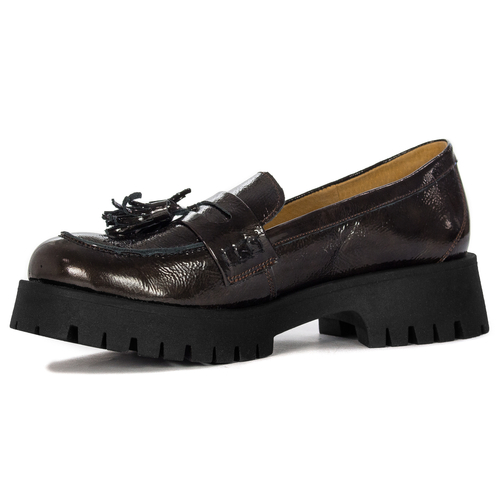 Maciejka Women's dark brown flat shoes on platform 5497W-09/00-5
