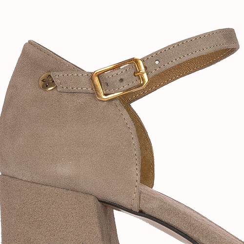 Maciejka Women's sandals in natural velor leather beige