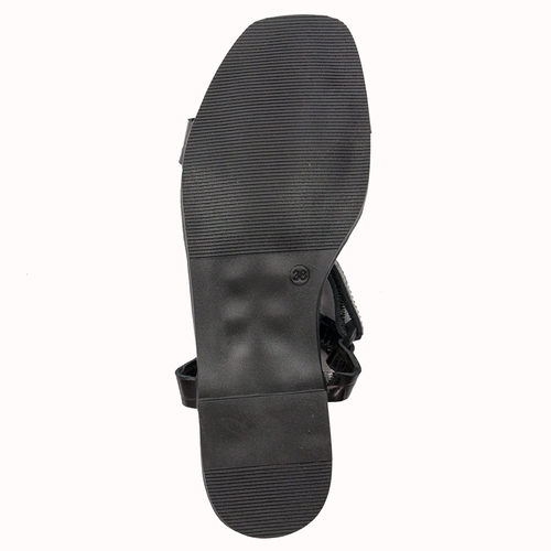 Maciejka black leather women's flat velcro sandals