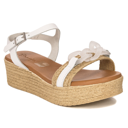 Maciejka white leather women's espadrilles sandals