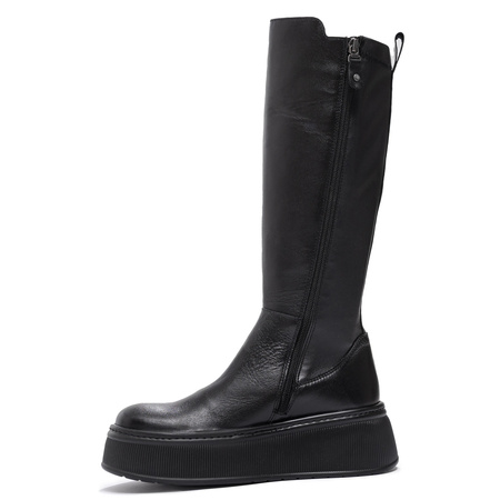 Maciejka Leather Platform Knee-High Boots – Black 07111-01/00-8