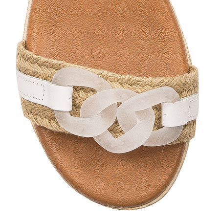 Maciejka white leather women's espadrilles sandals