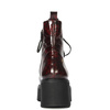 Maciejka Patent Platform Ankle Boots Lace-Up With Zipper Burgundy 06762-23/00-6