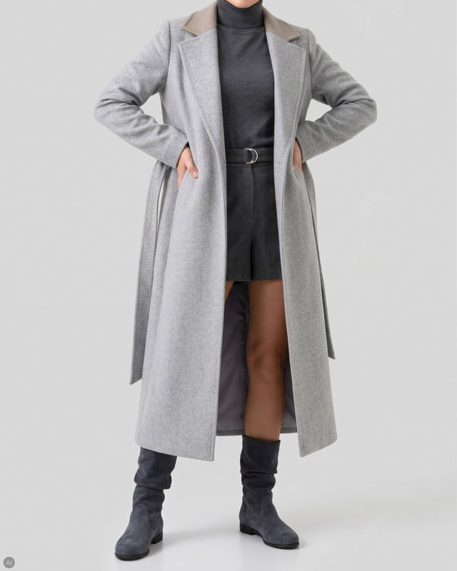 Maciejka Genuine Suede Leather Slouchy Boots Flat Heel Grey 5057W-03/00-6