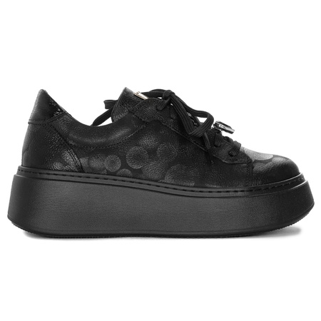 Maciejka Women’s Leather Platform Sneakers  Round Toe Black 06191-42/00-8