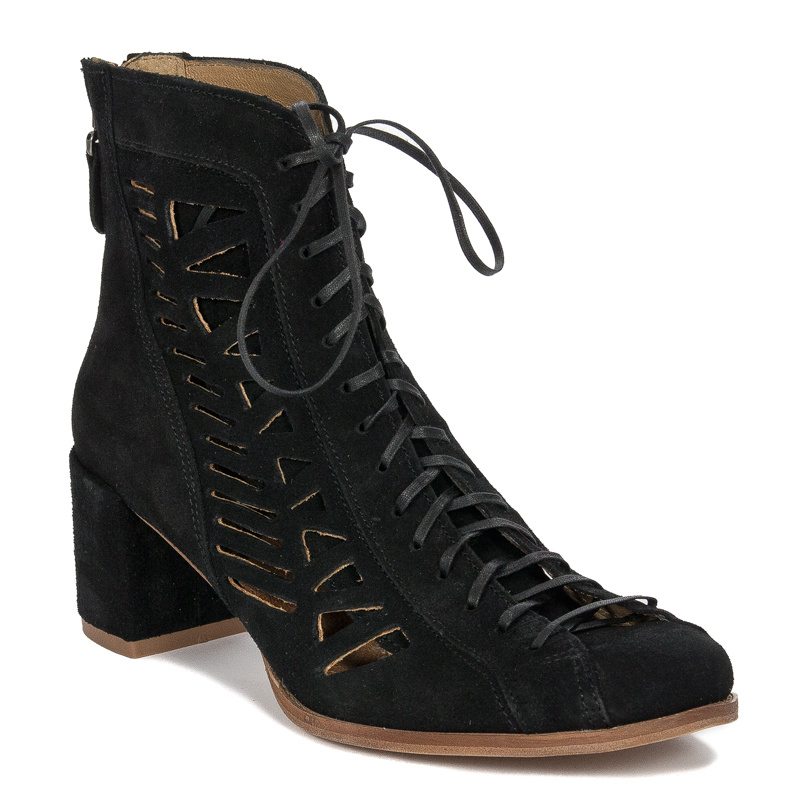 Maciejka Black velor Lace-Up Boots