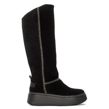 Maciejka Black leather Knee-High Boots 