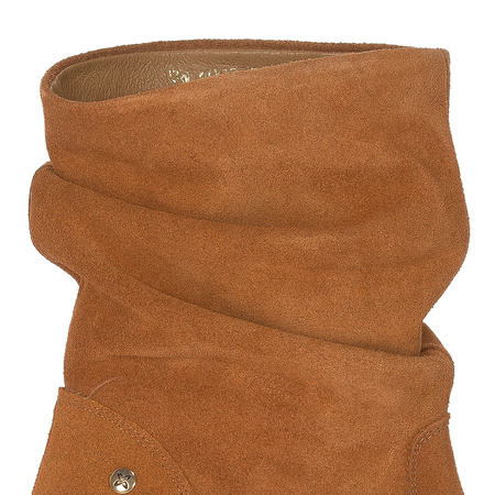 Maciejka Suede Slouch Ankle Boots Block Heel Cognac Brown 06005-29/00-6