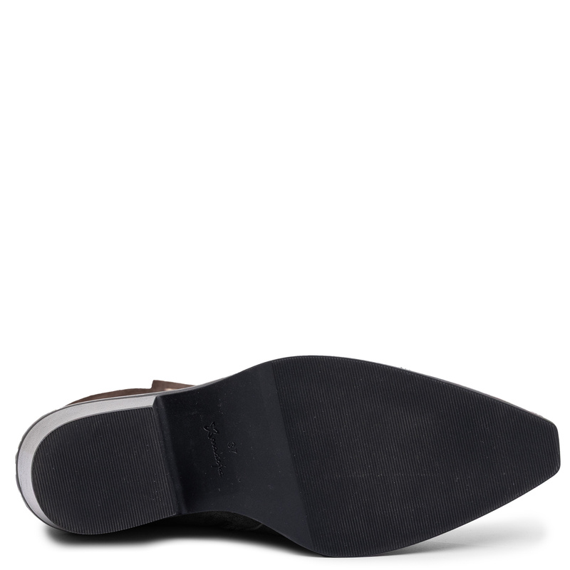 Maciejka Skórzane Botki Damskie Na Zamek Na Słupku Brązowe K7809-02/00-7