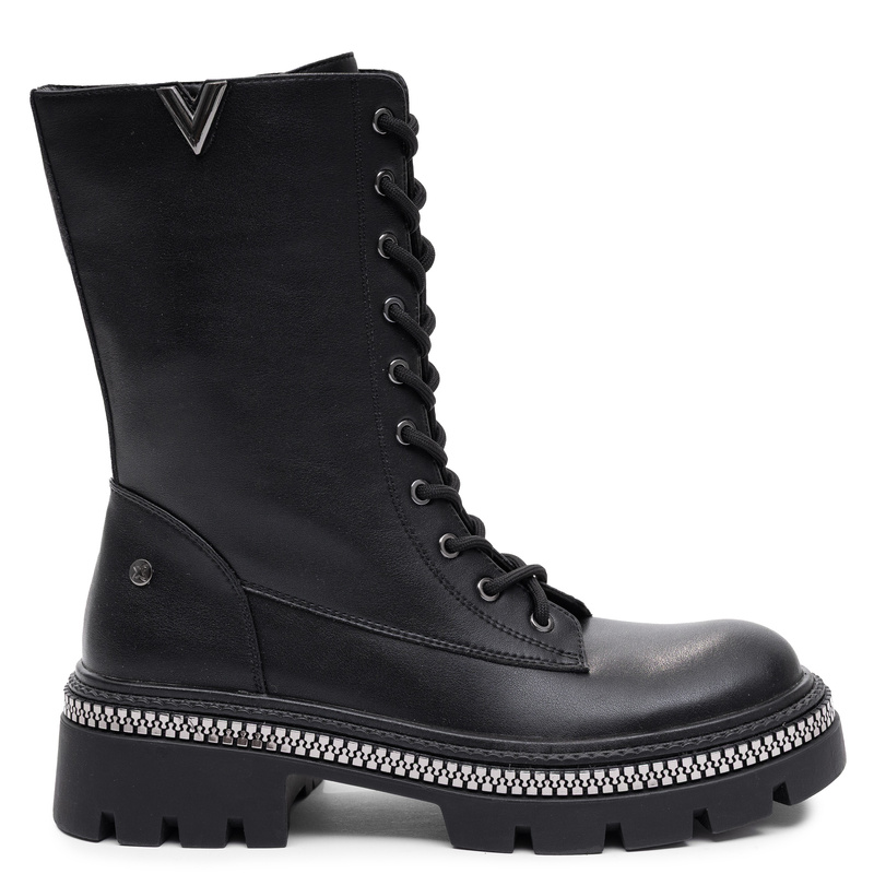 Maciejka Leather Lace-Up Platform Boots Black K7733-01/00-7