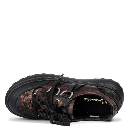 Maciejka Leather Platform Shoes with Unique Lacing System Bronze 06562-25/00-8