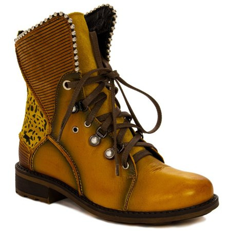 Maciejka Yellow Lace-up Boots 3623A-07/00-3