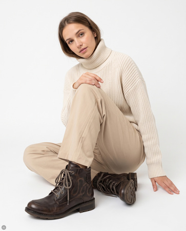 Maciejka Leather Lace-Up Warm Ankle Boots Brown 07063-02/00-8