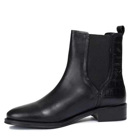 Maciejka Chelsea Leather Ankle Boots Croc-Embossed Heel Black H7173-01/00-7