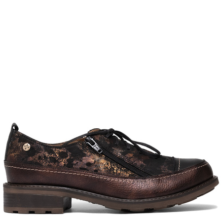 Maciejka Leather Lace-Up Shoes with Dual Zippers Textured Brown 07056-02-00-1