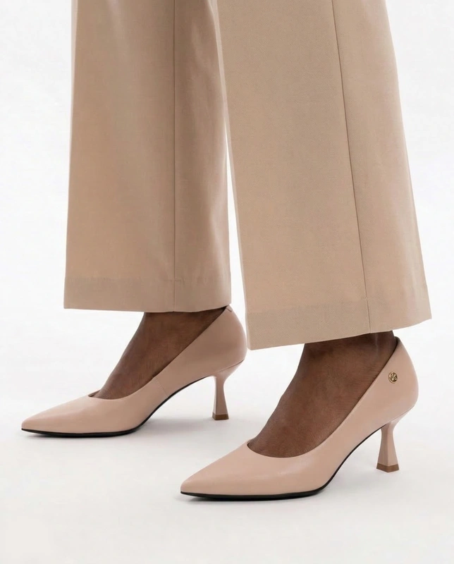 Maciejka Pumps Leather Pointed-Toe Kitten Heel Beige K7527-28/00-1
